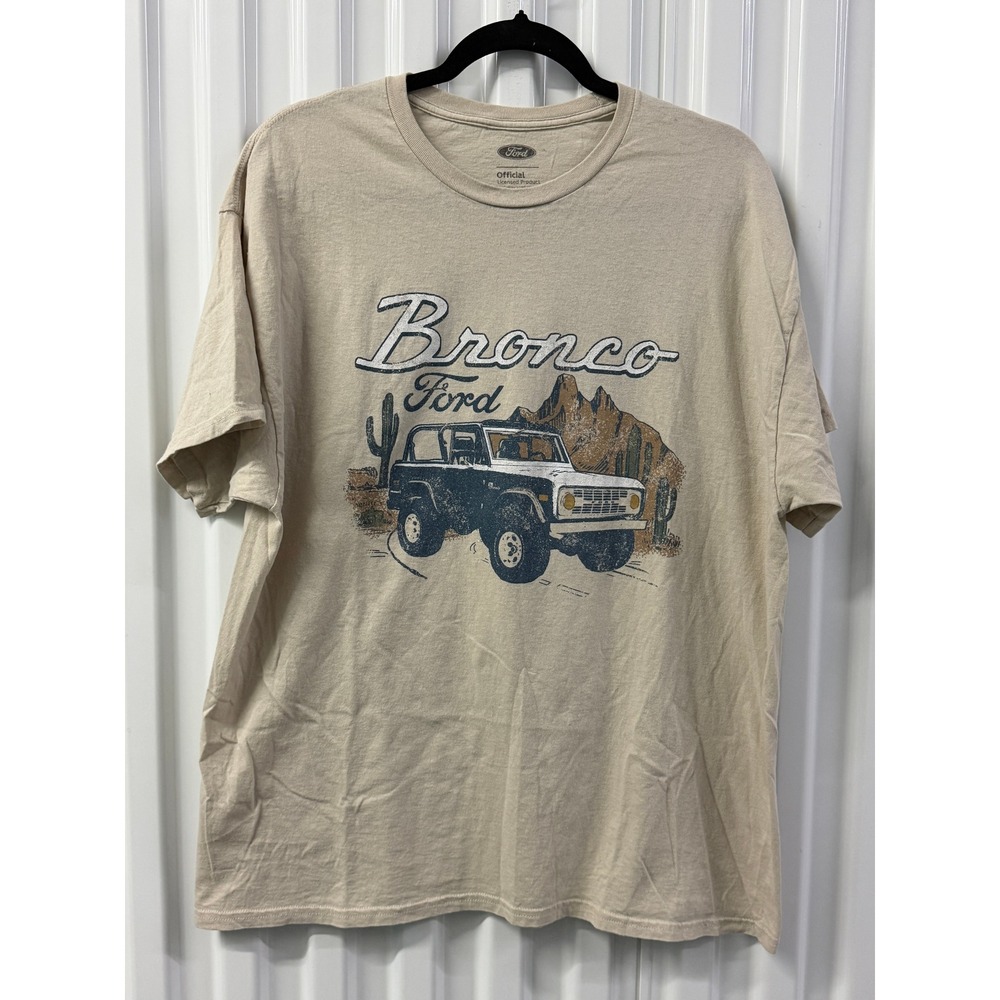 Ford Bronco Graphic T-Shirt Mens XL Tan Excellent Vintage Desert Off-Road Tee